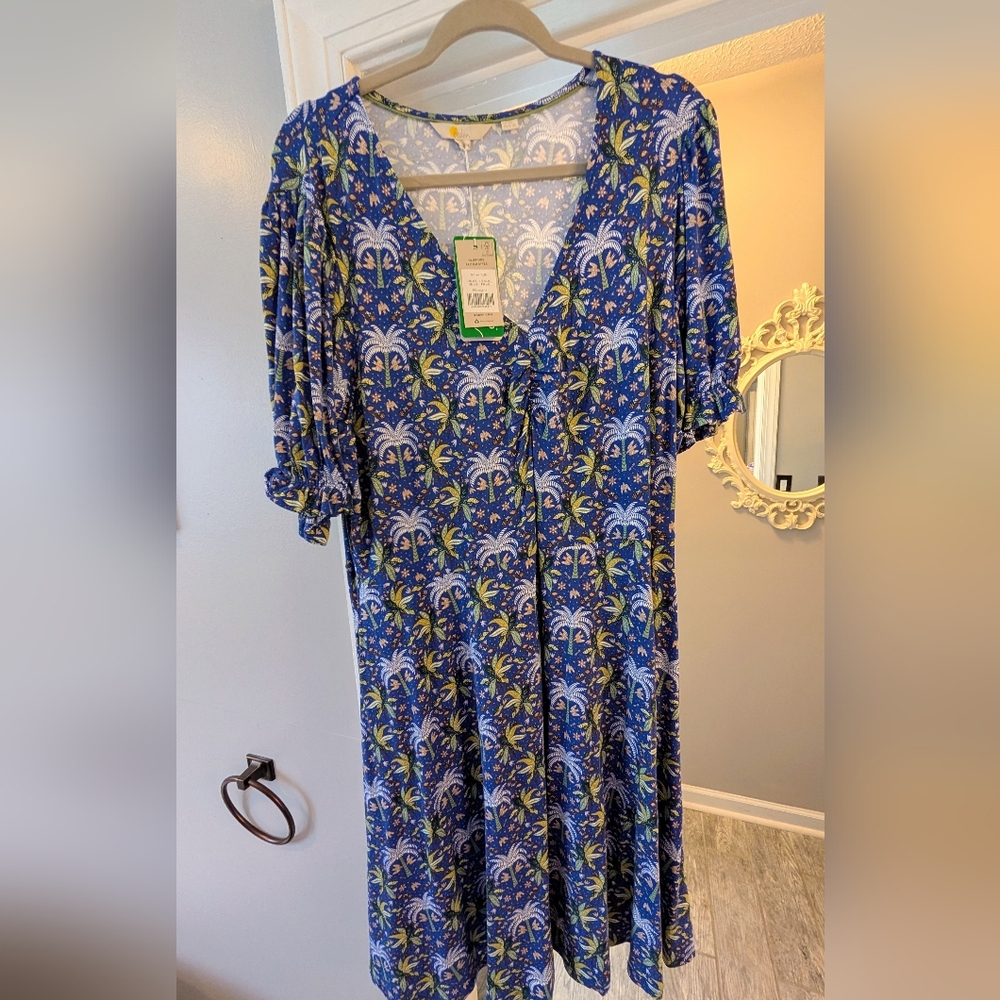 Boden NWT 16-18L Palm 🌴 Tree Midi Dress